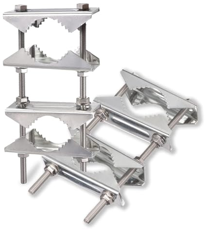 Bingfu 2-Pack Double Antenna Mast Clamp Anti-Rust Heavy Duty Pole to Pole Mounting Kit Bracket Holder for 25-50 mm diameter Outdoor LoRa WiFi 4G LTE Ham Radio TV CB Antenna Pole