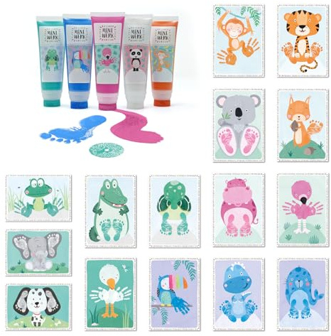 Miniwerk stort organiskt babyavtrycksset 0–1,5 år för bebis, handavtryck och fotavtryck – dekoration för baby och småbarn – presenter till födseln pojke flicka – avtryck baby hand och fot set