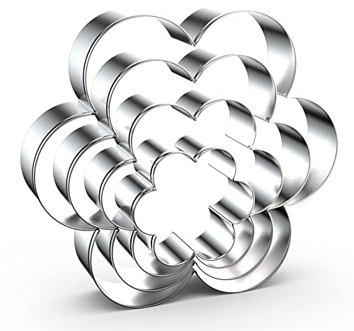 Scallop Flower Cookie Cutter Set Large - 5 Inch, 4 Inch, 3 Inch, 2 Inch - Six Petal Scalloped Edge Spring Flower Cookie Cutters Shapes Molds - Stainless Steel