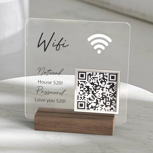 Pahdecor 3D WiFi QR Code mit Basis, Scannen WLAN Beschilderung, personalisiertes Schild 12,7 x 12,7 cm für Gäste, QR-Netzwerkpasswort, änderbare Vorlage
