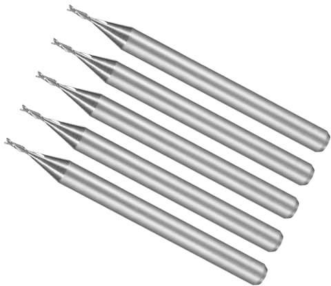 CoCud Fresas de Extremo en Espiral Vástago de 1/8 0,8mm x 3mm 5pcs | Carburo Sólido de 2 Flautas para Fresadoras CNC Aplicaciones: para Contrachapado Madera Plástico