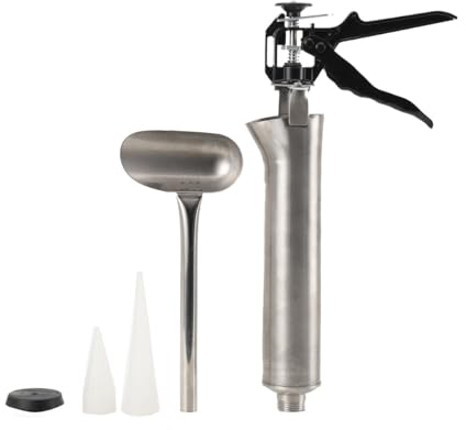 YILIKISS Pistolet à joints en acier inoxydable pour mortier - Outil de pulvérisation pour pointes de briques et carrelage - Pompe à mortier manuelle - Pistolet à joints - Pistolet à mortier - Noir