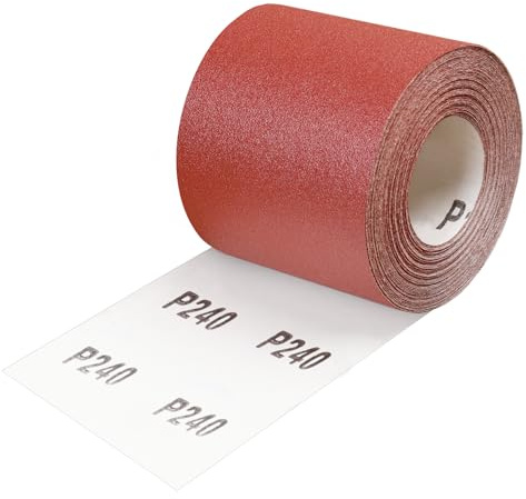 Shineboc Rotolo di Carta Vetrata 93 mm x 10 m, Grana 240 Carta Abrasiva Utilizzo a Secco e Umido per Legno e Metallo