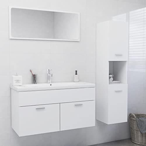 Lauuoeriau Möbelartikel Home Badmöbel-Set Weiß Holz-Möbel