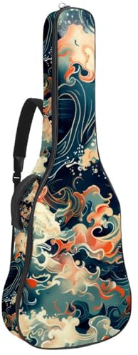 Ocean Shark Gitarrentasche mit marineblauem Muster, dick gepolstert, wasserdicht, für 40 / 41 / 42 Zoll Gitarren, Multicolor 08, 42.9x16.9x4.7 in, Lässiger Tagesrucksack