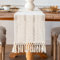 Tischdeckchen Beige, Beige Tischläufer Boho, Tischdeko Esstisch, Tischläufer mit Quasten Rustikaler Bauernhaus Tischlaufer für Küchen Hochzeit Partys Esszimmer Dekorationen, Tischdecke 30x140CM
