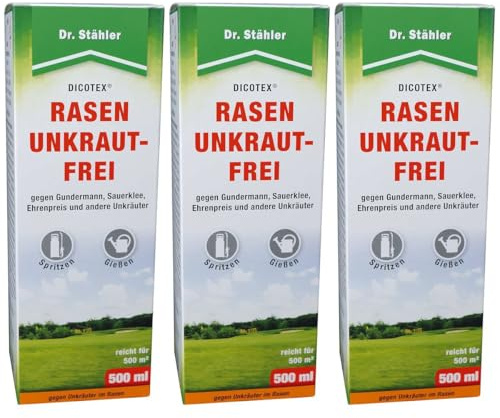 3 x Dr. Stähler DICOTEX® Rasen Unkraut-Frei 500 ml - Flora Sparpaket