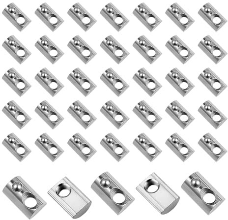 SHENGYIG 40 Dadi Scanalati M8 con Sfera a Molla - Dadi Scorrevoli in Acciaio al Carbonio per Profili in Alluminio - Compatibili con Telai Strutturali, Progetti Fai da Te e Industriali