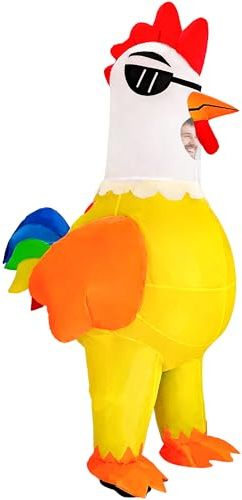Goenb disfraz de pollo inflable, divertido disfraz de gallo para adultos, hombres, mujeres y niños, para fiesta de cosplay
