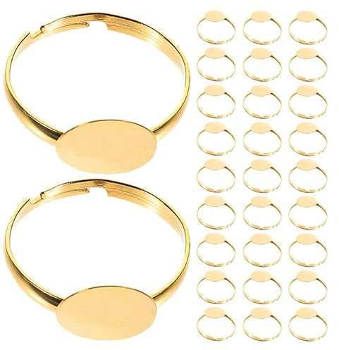 DIYEAH 50 Bases De Anillos Ajustables Planas Y Redondas Para Manualidades Con Ajuste Adhesivo Para Gemas De Bricolaje En Para FabricacióN De Joyería