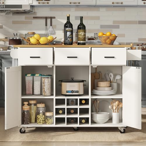 Carro de cocina, carrito de cocina, carrito de comedor extraíble con encimera, toallero y estante para especias, divisores ajustables, armario de buffet, armarios de cocina, mesa con vetas de madera