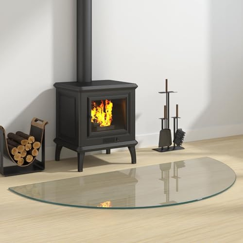 Teenpull Braciere in vetro trasparente resistente al calore, 1200 x 600 mm, piastra di protezione del pavimento per stufe a legna, stufa a pellet, stufa svedese, protegge il parquet dalle scintille e