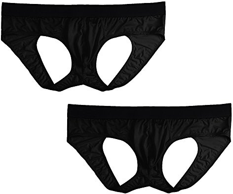 Summer Code Homme Suspensoir Jockstrap String Ouvert Coquille - lot de 2- Noir - Taille Medium