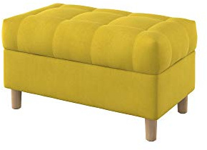 Furninero - Raffinierte gepolsterter Sitzbank Sitzhocker Sitzruhe Betthocker Ottomane, mit Stauraum, Gerundete Beine, 80 cm breit, Majestic Velvet Yellow Stoff (Licht zu reinigende), Gelb