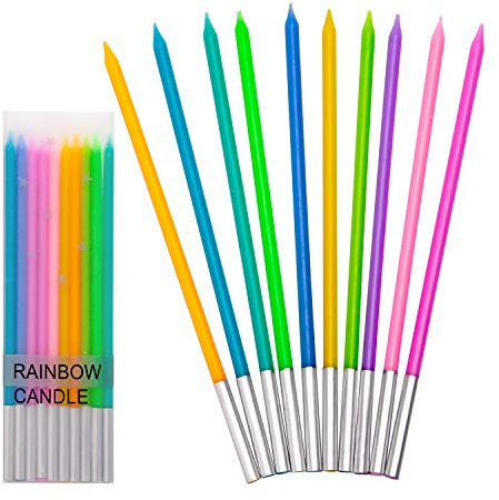 LUTER 20 Stücke Geburtstagskerzen Regenbogen Farbe Kerzen Geburtstag Lange Cupcake Kerzen für Geburtstag Hochzeit Baby Shower Party Dekoration