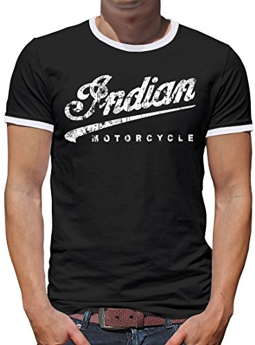 TShirt-People Indian Motorcycle Kontrast T-Shirt Herren XXL Schwarz