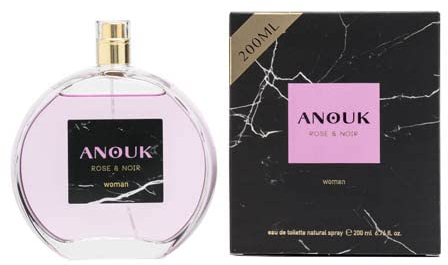 ANOUK - Rose & Noir 200 ml, Colonia Mujer, Perfume Formato Spray, Eau de Toilette Natural y Femenina, Aroma Dulce y Floral, Fragancia Fresca, Delicada y de Larga Duración