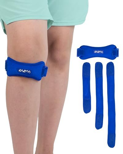 KARM Correa de soporte para rodilla para niños - Rodilleras Osgood Schlatter para niñas y niños | Correa de rodilla para patellar tendonitis, Condiciones de dolor de rodilla y deportes (1PC, Azul)