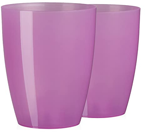 Tymar Macetero para orquídeas, 2 unidades, transparente, maceta para orquídeas, maceta de plástico, moderna, elegante, redonda, forma redonda, AGASTO001 (violeta transparente, diámetro 14 cm)