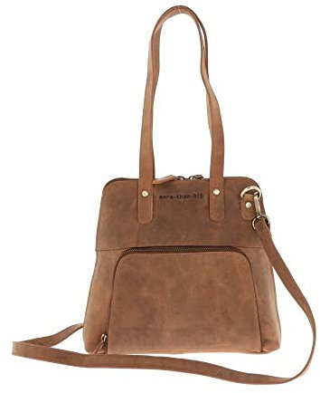 More Than Hip Poppy Handtasche Damen Matt Braun - Retro Tasche aus Öko Leder Schultertasche Umhängetasche Arbeitstasche