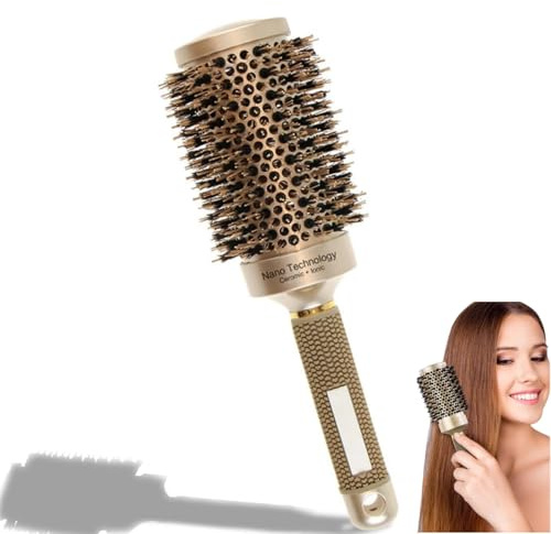 SOONHUA Cepillo redondo de secado por soplado, cerdas de jabalí con pasadores de nailon, antiestático, iónico térmico de cerámica para secado, cepillado, peinado, rizado y alisado