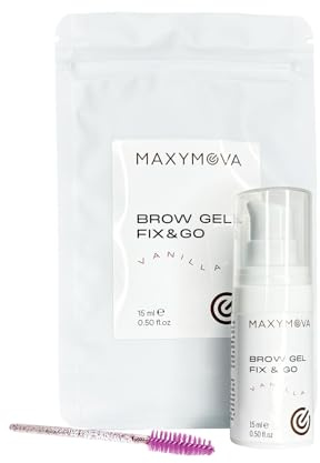 Brow gel fix & go - vanilla Grande Formato 15 ml, gel fissante alla cheratina dopo laminazione sopracciglia MAXYMOVA