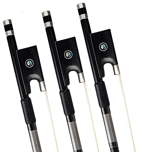 bogen für violine 3 STÜCKE 4/4 Geigenbogen Rosshaar Kohlefaserbogen Schwarzer Kohlenstoffbogen Geigenbogen Abalone Frosch Lederverpackung violine bogen