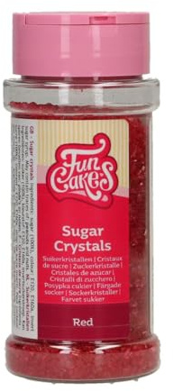 FunCakes Sugar Crystals -Rouge-: Saupoudrage pour gâteaux, excellent goût, parfait pour la décoration de gâteaux, saupoudrage pour cupcakes. 80 g.