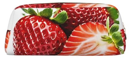 ASPOIJHN Fresh Strawberry vielseitiges Leder-Federmäppchen, stilvolle Aufbewahrungstasche für Schule, Büro, Schreibwaren, Kosmetiktasche, Münzen, Organizer, gold, Einheitsgröße, Krawattenetui