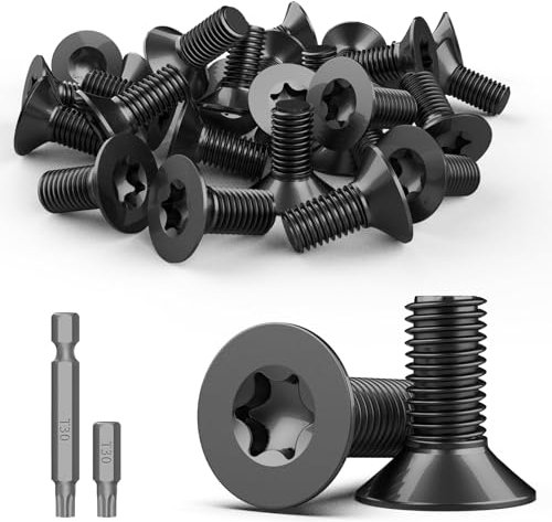 TXXATX Lot de 30 vis à tête fraisée M6 en acier inoxydable A2 V2A à tête fraisée Torx M6 x 16 mm Vis pour machine Noir Vis de meubles Vis à tête plate en acier inoxydable Vis à tête plate avec embout