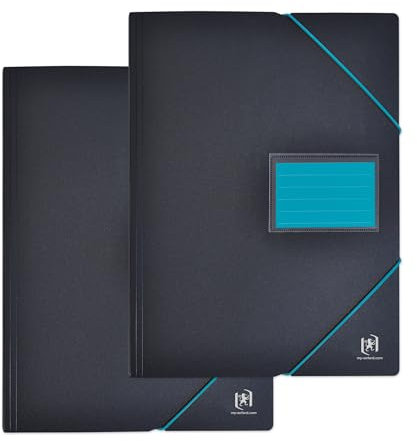 OXFORD Lot de 2 Porte Vues 200 vues / 100 pochettes A4, Haute qualité, Noir et Bleu