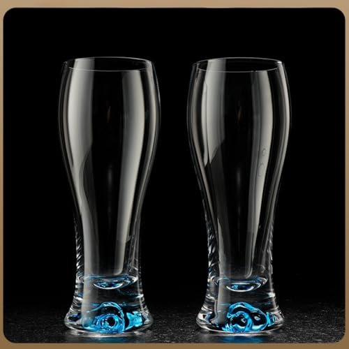 Supercap - Lot de 2 verres à bière transparents avec montagne, verres à bière modernes, design unique pour bière artisanale, pub, camping, extérieur, 338,9 g, bleu turquoise