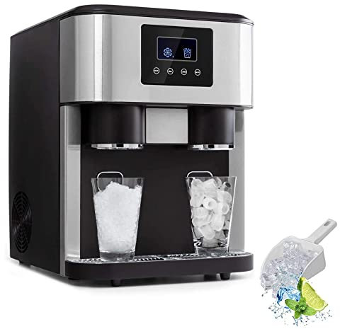 Maker Ice Electric per Il Piano di Lavoro - 3 in 1 Macchina per Acqua ghiacciata e ghiacciata per casa e Bar - Produce 16 kg di Ghiaccio al Giorno