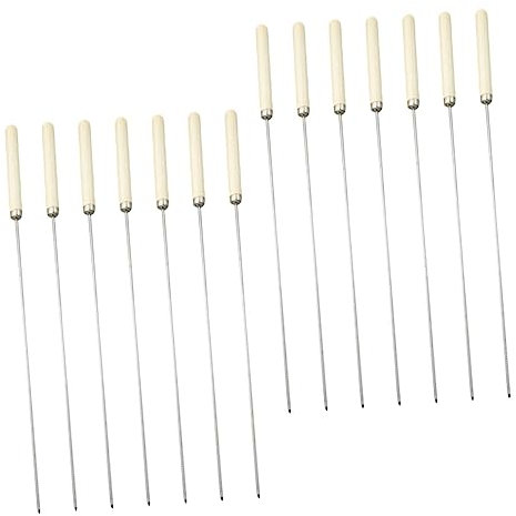 ibasenice 25 Pezzi Bastoncini per barbecue con manico in legno cucinando accessori per barbecue spiedini inox spiedo scaldavivande Spiedino da barbecue barbecue di legno Cachi