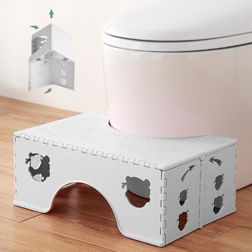 2XK-NOV Sgabello Bagno pieghevole per Bambini e Adulti - Sgabellino Squatty da Toilette, Poggiapiedi Antiscivolo per Bagno, Panchetto Contro la Stitichezza, Peso 1,4 kg