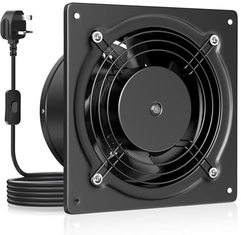 HG Power 150mm Kitchen Extractor Fan, 6 Inch Quiet Wall Ventilation Fan with UK Plug, Exhaust Fan with Backdraft Damper for Bathroom, Kitchen, Garage – Black