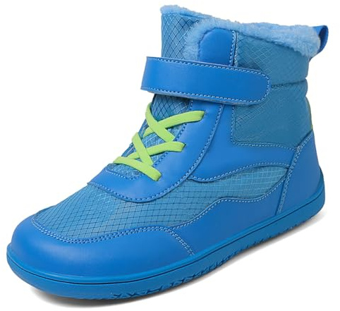 HSNA Bottines d'hiver pour Enfants Garçons Filles Bottes Doublure chaude Étanche Antidérapante (A008 Bleu 33 EU)