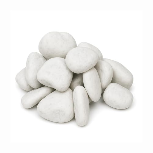 FORTUNATO Ciottoli in Marmo Bianco Carrara, Decorativi per Esterni, Superficie Levigata, Vari Formati (Misura : 25/40, Formato : 25 kg)