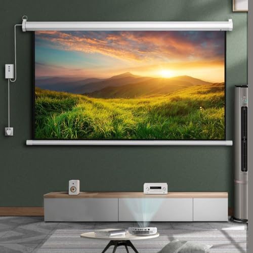 Écran de Projection motorisé 60 Pouces (2,5 Pouces) à Gain élevé, 72 Pouces, avec télécommande, pour Home cinéma, Bureau, Jeux vidéo, Ratio 4:3/16:9 (60 Pouces (16:9))