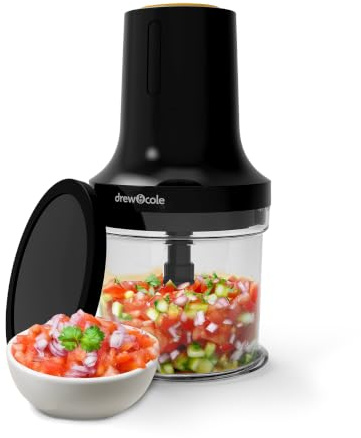 Drew&Cole 5 Second Clever Chop - 3-in-1 Electric Food Chopper with 500ML Bowl - 260W Motor, 4 Stainless-Steel S-Blades, Chops, Minces & Purees to Make Sauces, Dips and Soups, Includes a Pulse option.