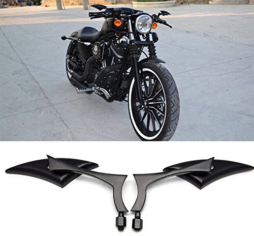 Black 8mm/10mm Motorcycle Spear Blade Rear View Side Mirrors for Cruiser Chopper Sportster Dyna Softail Street Bike Scooter Dirt Bike