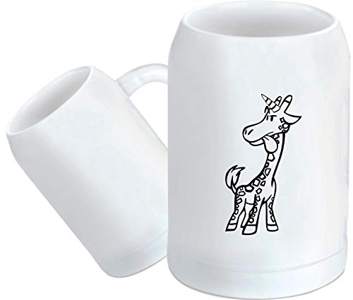 Shirtstown Chope à bière, animaux amusants, girafe, licorne, girafe, verre à bière, mesure, dicton logo animaux zoo naturel.