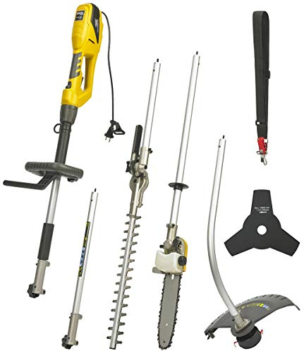 TEXAS Gartenpflegeset 5in1 elektrisch Smart Combi 100 Motorsense Rasentrimmer Freischneider Hochheckenschere Hochentaster Kettensäge Elektro | bis 270cm Länge | 230V | 900W | inklusive Schultergurt