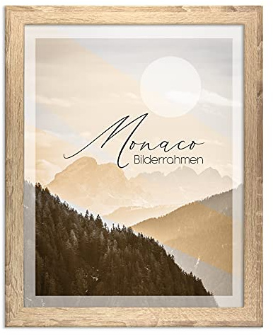 BIRAPA Monaco Bilderrahmen Holz 40x60 cm Sonoma Eiche - Wechselrahmen Bilderrahmen Plexiglas - für Fotos, Bilder & Poster