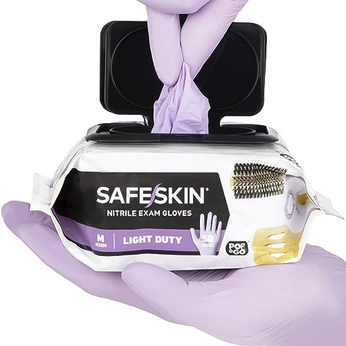 SAFESKIN Nitrile Disposable Gloves, 50-Count Pack, Light Duty, Small Size, Powder Free - For Food Handling, First Aid, Hair Coloring, Baby and Pet Care - Premium Medical Exam Gloves