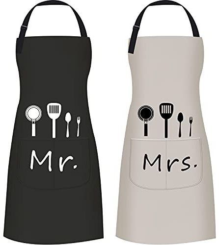 ETLEE 2 SchürzenKüche Kochschürze,herren und männer Kochschürze mit VerstellbarerHalsgröße,geeignet für Vatertag,Muttertag,Valentinstag,Hochzeit,Verlobung,Jubiläumsgeschenk 88 x 69CM