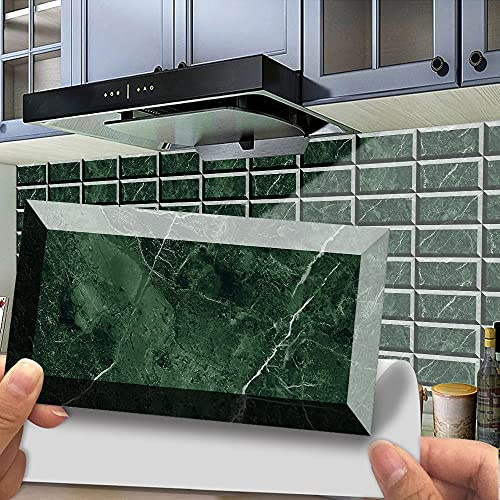 Stick on Tiles Marble Turquoise Tile Stickers PVC Self Adhesive Wall Tiles Heat Resistant Tile Stickers for Kitchen Bathroom Waterproof Peel and Stick Floor Tiles Tile Paint 24 pcs