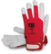 Guante de Protección Laboral TB 81RV | Paquete 10 pares Guante Jardinería en Piel Flor Cabra Gris, Dorso Algodón Rojo y Cierre con Tira Adhesiva. Flexibles, Resistentes y Transpirables (8)