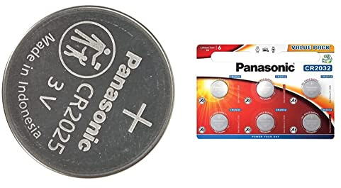 ‎Corp. Panasonic Panasonic CR2025 Pila botón de Litio 3V, 165mAh, Blister de 6 & CR2032 Pila botón de Litio 3V, 225mAh, Blister de 6