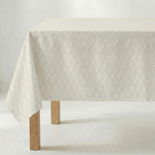 BELUM | Mantel 140x140 cm Fläckfri 100% hartsad bomull, bordsduk, vaxduk, tvättbar, bordsduk, fläckborttagningsmedel Flytande avvisande